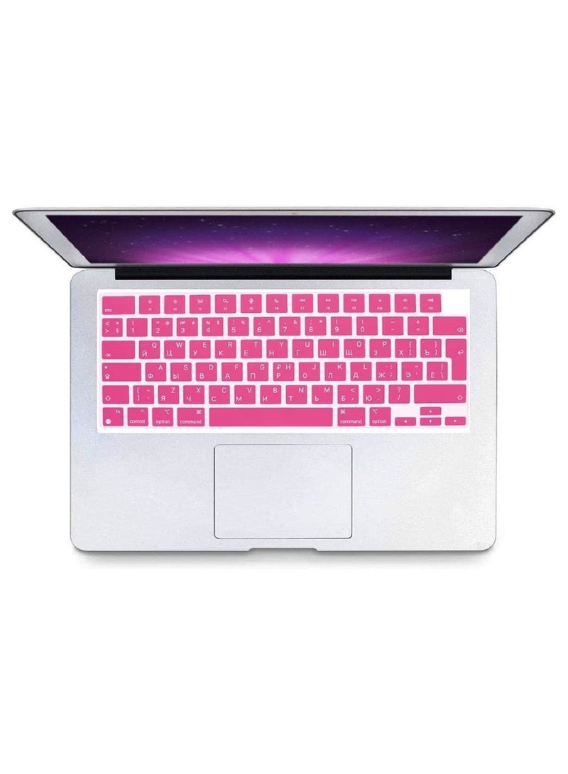 AMM EU Version Russian English Silicone Keyboard Cover Skin for M2 MacBook Air 13.6 inch 2022 A2681 & MacBook Pro 14 inch 2022 2021 A2442 M1 & MacBook Pro 16 inch 2022 2021 A2485 M1, Pink - Image 3